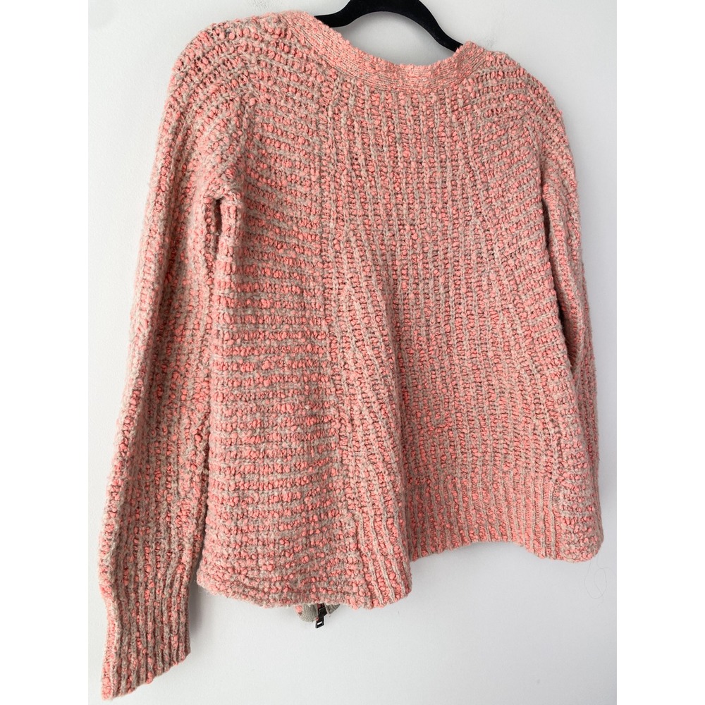 Anthropologie Moth Women Sweater S Pink Asymmetrical Alpaca V Neck Textured Boho - Picture 6 of 8